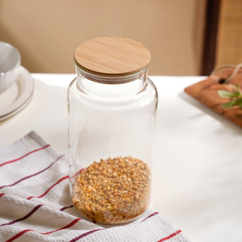Clear Glass Airtight Container With Lid Large 2.25 L - Jar
