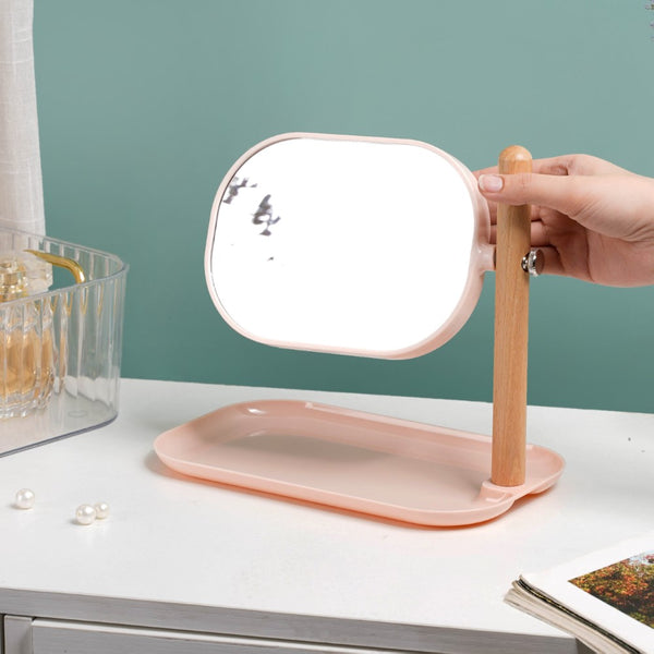 Minimalist Double Sided Stand Mirror With Tray Pink - Dressing table mirror and makeup vanity mirror online | Room decor items