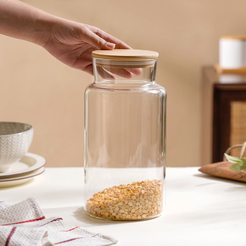Clear Glass Airtight Container With Lid Large 2.25 L - Jar