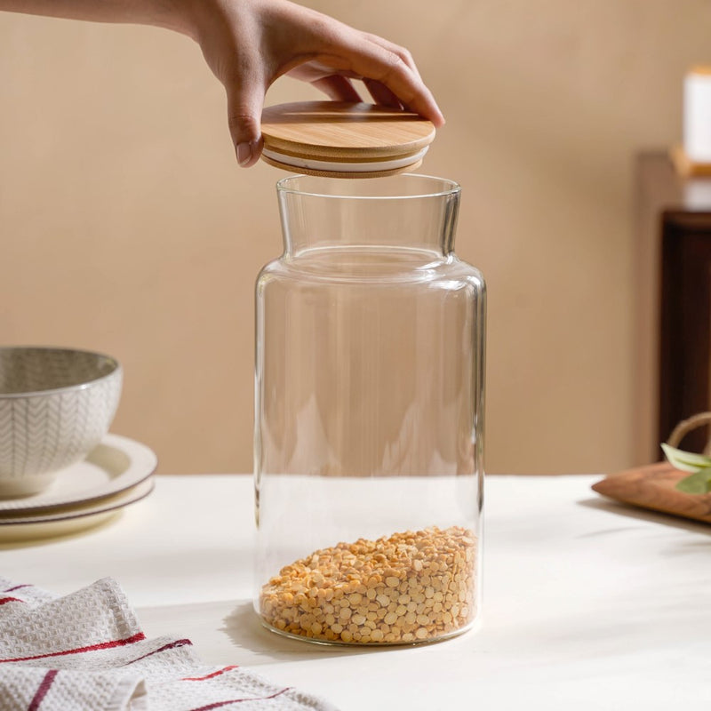 Clear Glass Airtight Container With Lid Large 2.25 L - Jar
