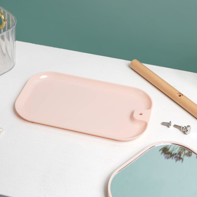 Minimalist Double Sided Stand Mirror With Tray Pink - Dressing table mirror and makeup vanity mirror online | Room decor items