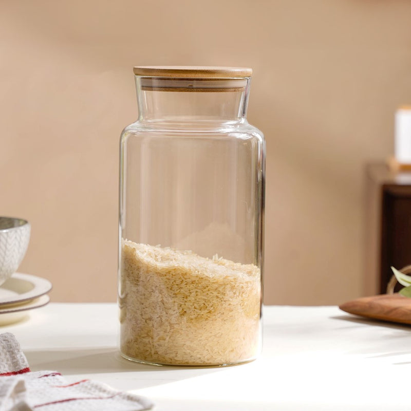Clear Glass Airtight Container With Lid Large 2.25 L - Jar
