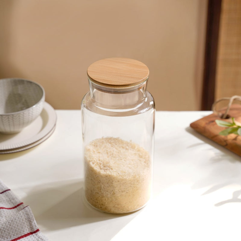 Clear Glass Airtight Container With Lid Large 2.25 L - Jar