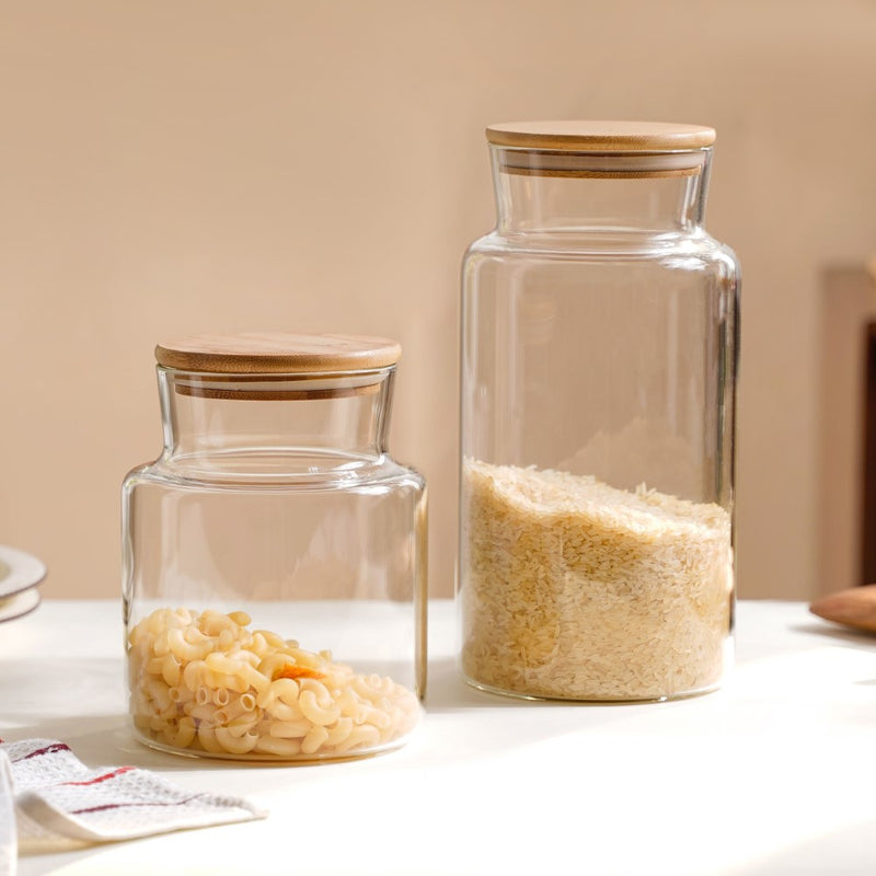 Clear Glass Airtight Container With Lid Large 2.25 L - Jar
