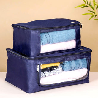 Closet Storage Organiser Bag Set Of 2 Blue