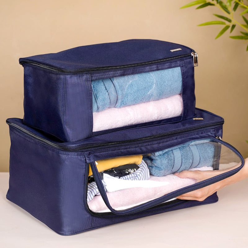 Closet Storage Organiser Bag Set Of 2 Blue