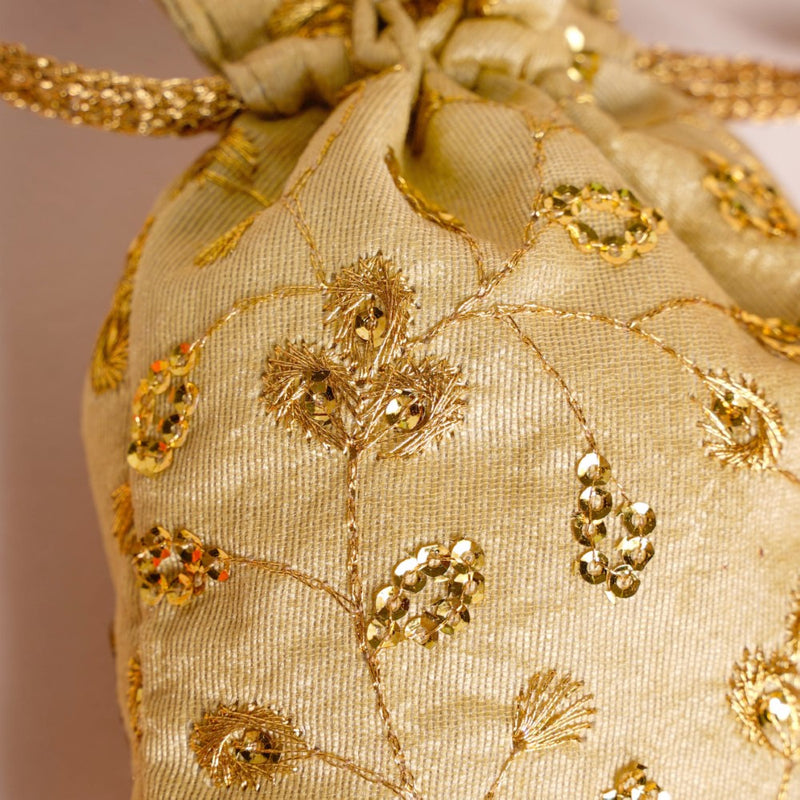 Kimaya Zari Floral Embroidered Shagun Potli Bag Set Of 2