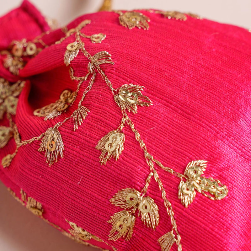 Kimaya Zari Floral Embroidered Shagun Potli Bag Set Of 2