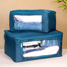Storage Bag For Clothes Set Of 2 Teal With Transparent Window