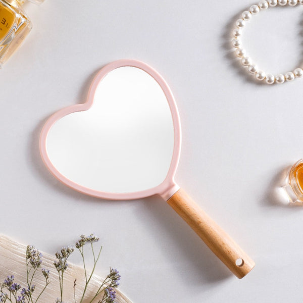 Beauty Heart Handheld Mirror Pink