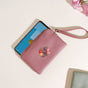 Floral Camera Embroidered Wristlet Pink