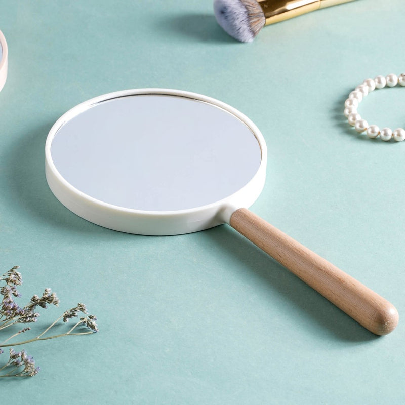 Modern Double Sided Handheld Mirror White - Handheld mirror: Buy mirror online | Mirror for dressing table and room decor