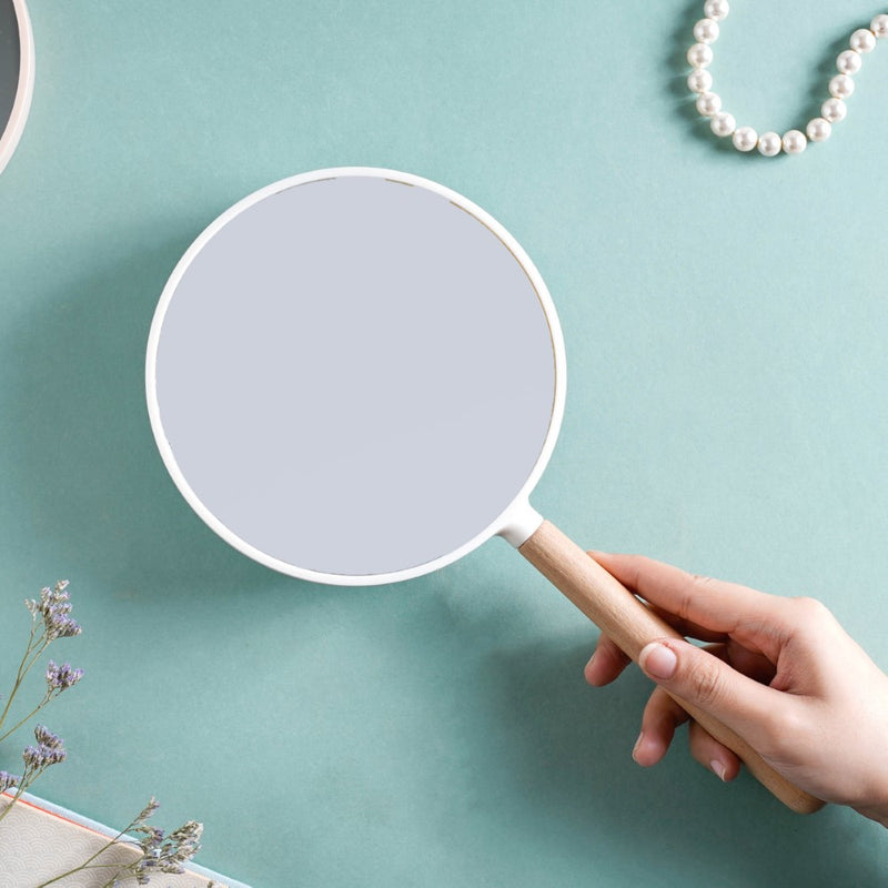 Modern Double Sided Handheld Mirror White - Handheld mirror: Buy mirror online | Mirror for dressing table and room decor