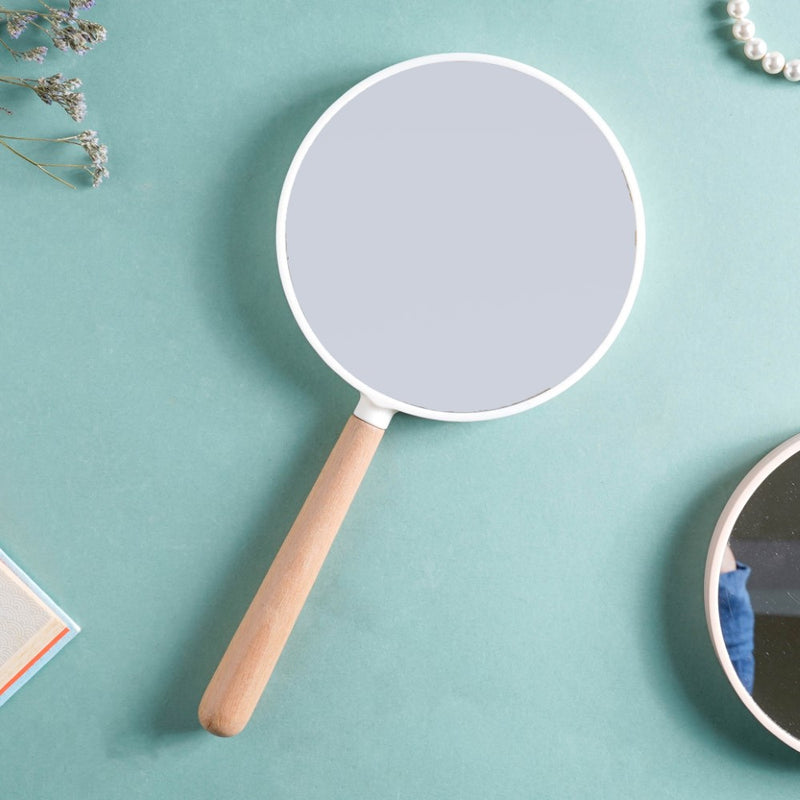 Modern Double Sided Handheld Mirror White - Handheld mirror: Buy mirror online | Mirror for dressing table and room decor