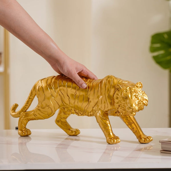 Royal Tiger Figurine Gold - Showpiece | Home decor item | Room decoration item