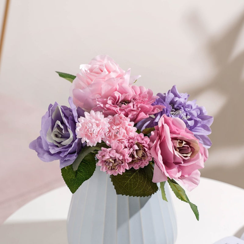 Rose Bouquet Pink And Purple - Artificial flower | Flower for vase | Home decor item | Room decoration item