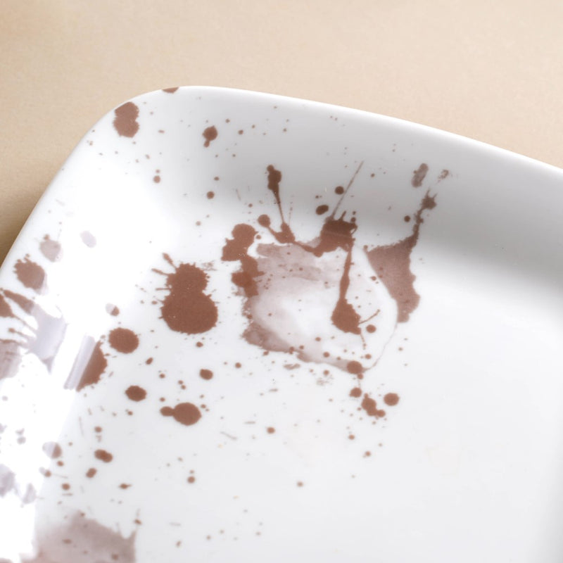 Splash Patterned Snack Plate With Handle Brown 11 Inch - Serving plate, snack plate, dessert plate | Plates for dining & home decor