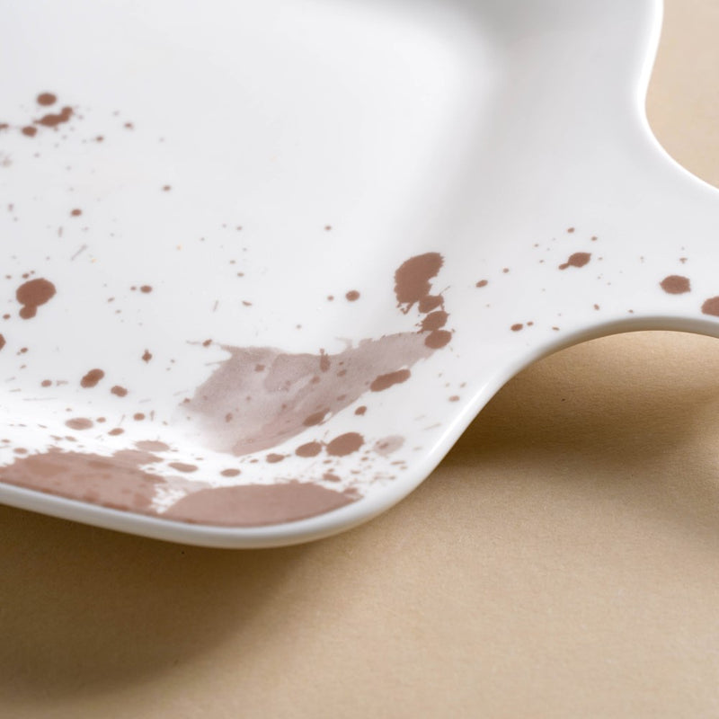 Splash Patterned Snack Plate With Handle Brown 11 Inch - Serving plate, snack plate, dessert plate | Plates for dining & home decor