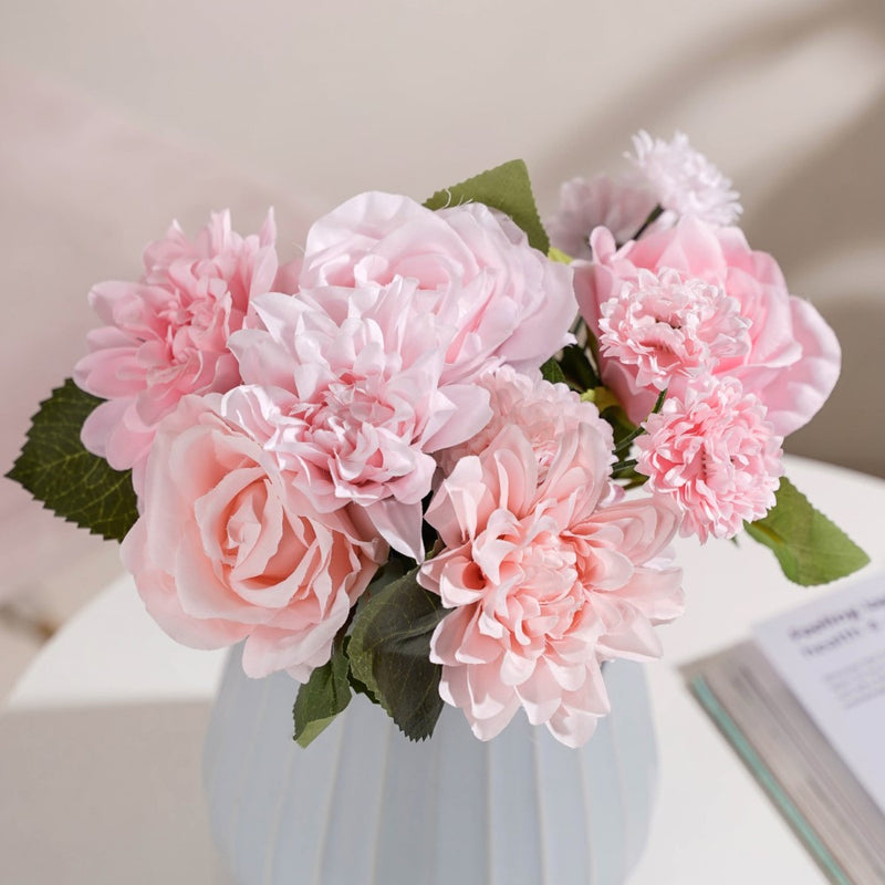 Rose Bouquet Pink And White - Artificial flower | Flower for vase | Home decor item | Room decoration item