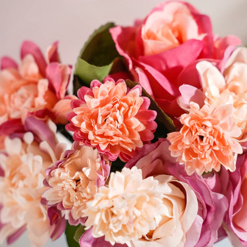 Rose Bouquet Peach And Purple - Artificial flower | Flower for vase | Home decor item | Room decoration item