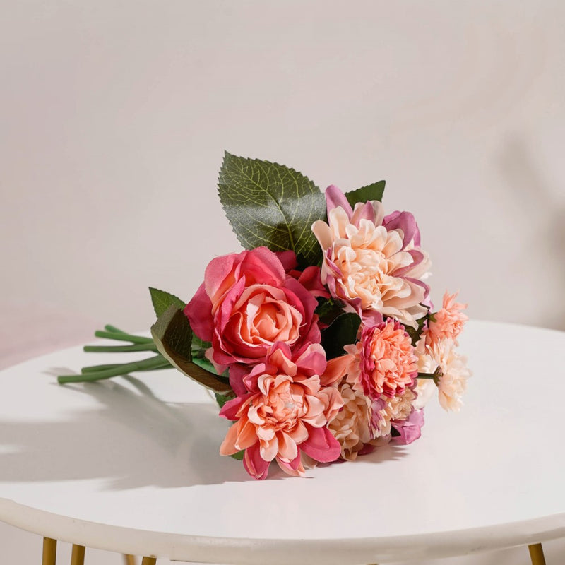 Rose Bouquet Peach And Purple - Artificial flower | Flower for vase | Home decor item | Room decoration item