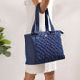 Diamond Textured Denim Tote Bag 16 X 13 Inch