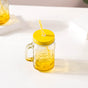 Tutti Frutti Glass Jar Yellow with Lid and Straw Set of 4