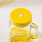 Tutti Frutti Glass Jar Yellow with Lid and Straw Set of 4