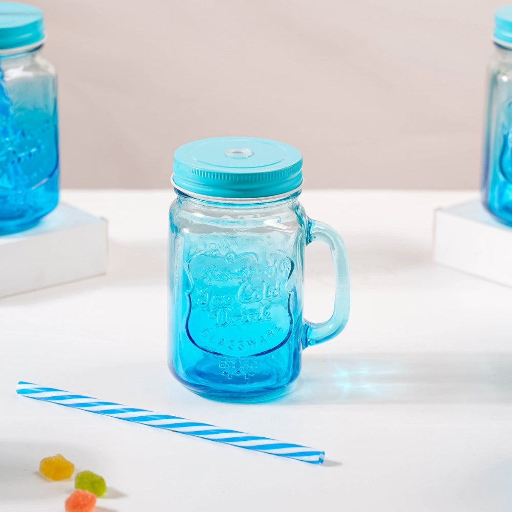 Glass Mason Jar With Handles, Lid And Straw Mason Jars Drinking Glasses, Mason  Jar Cups, Mason Jar Cup, Set With Handles For Iced Coffee, Tea & Smoothie,  Aesthetic Room Decor, Festival Decoration