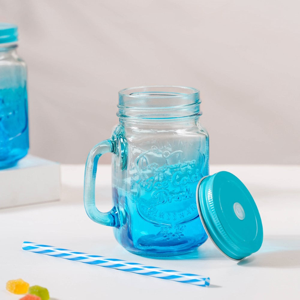 Blue Birds USA Homeware Glass Mason Jar with Lid and Straw Smoothie Ice  Cream Fruit Cold Drinking Water Jars Juice Cup Glass Mason Jar Price in  India - Buy Blue Birds USA