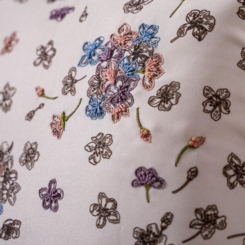 Floral Threadwork Cushion Cover Multicolour 16 x 16 Inch