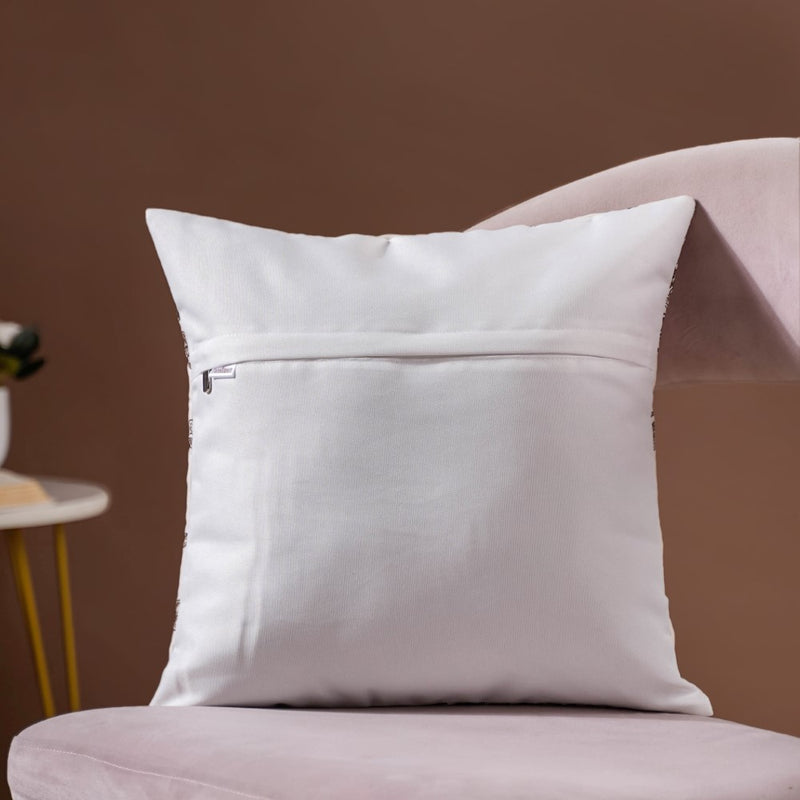 Floral Threadwork Cushion Cover Multicolour 16 x 16 Inch