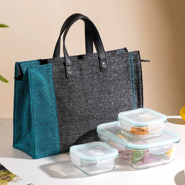Jute Lunch Bag And Lunch Box Set Of 4 - Lunch box