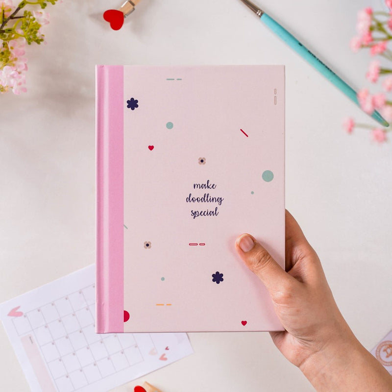Focused And Fabulous Hardbound Doodle Diary Pink 5.9 X 8.2 Inch
