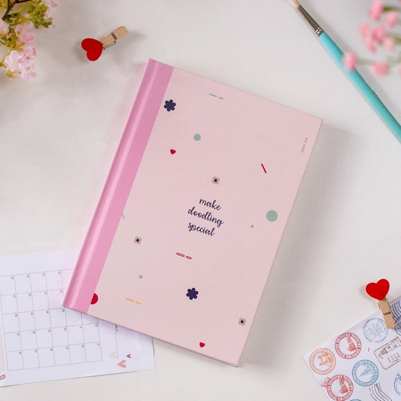 Focused And Fabulous Hardbound Doodle Diary Pink 5.9 X 8.2 Inch