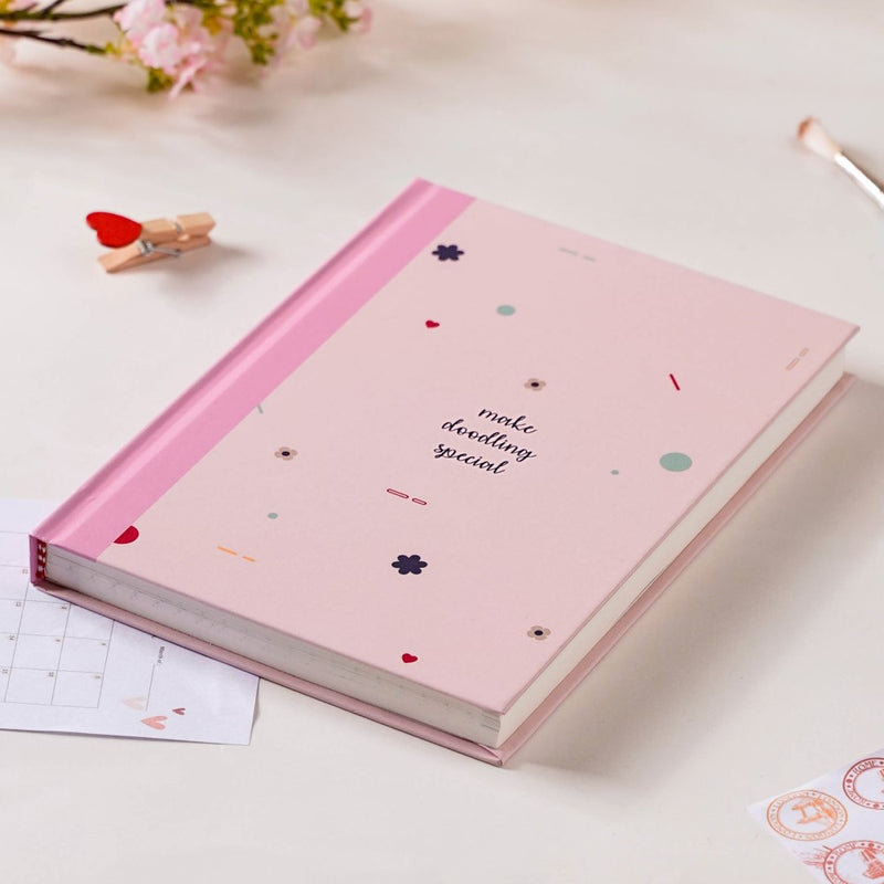 Focused And Fabulous Hardbound Doodle Diary Pink 5.9 X 8.2 Inch