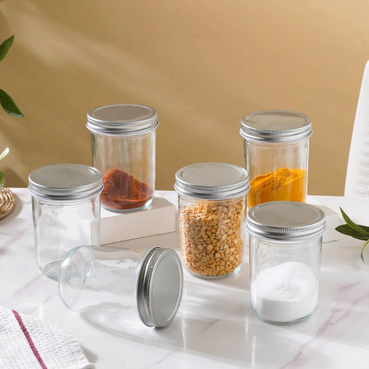 Glass Storage Jars With Lid Set Of 6 Large 400ml - Jar