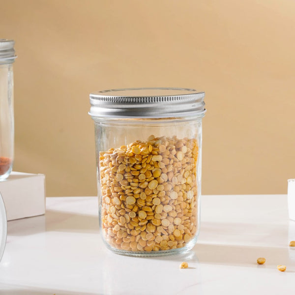 Glass Storage Jars With Lid Set Of 6 Large 400ml