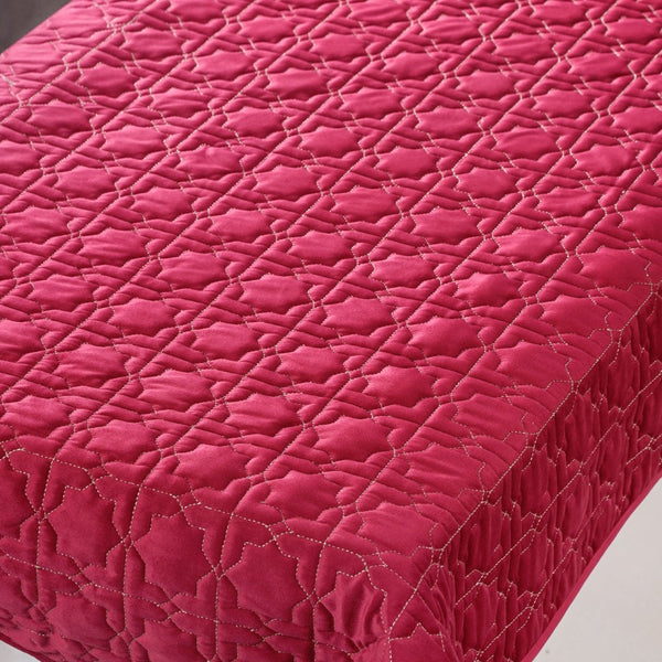 Quilted Zari Work Table Cover Maroon 52x40 Inch