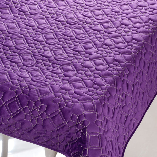 Quilted Zari Work Table Cover Purple 52x40 inch