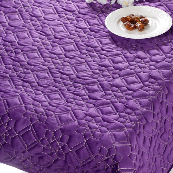 Quilted Zari Work Table Cover Purple 52x40 inch