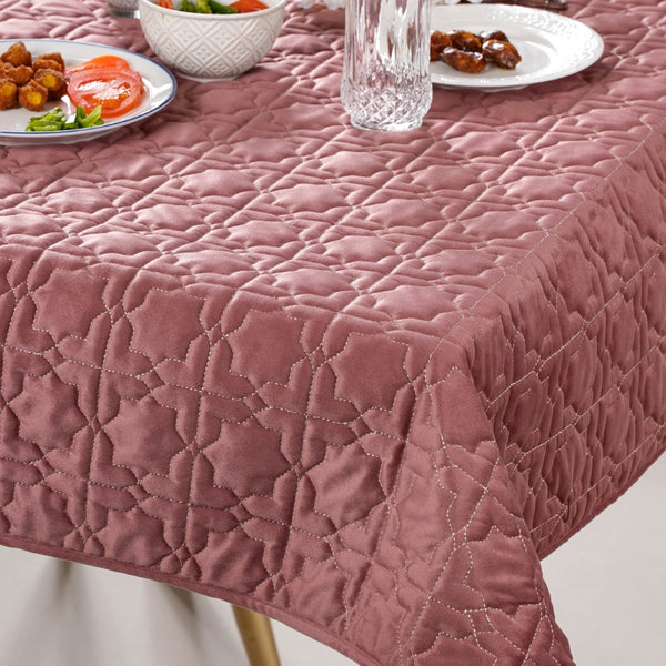 Velvet And Gold Embroidery Tablecloth Pink 52x40 Inch