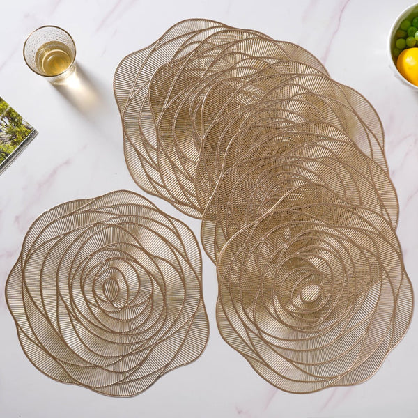 Metallic Rose Placemat Gold Set Of 6 15 Inch