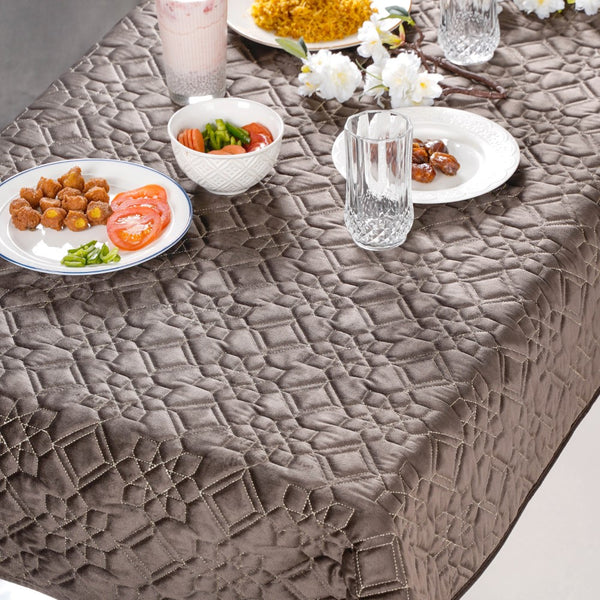 Traditional Velvet Dining Tablecloth Brown 52x40 Inch