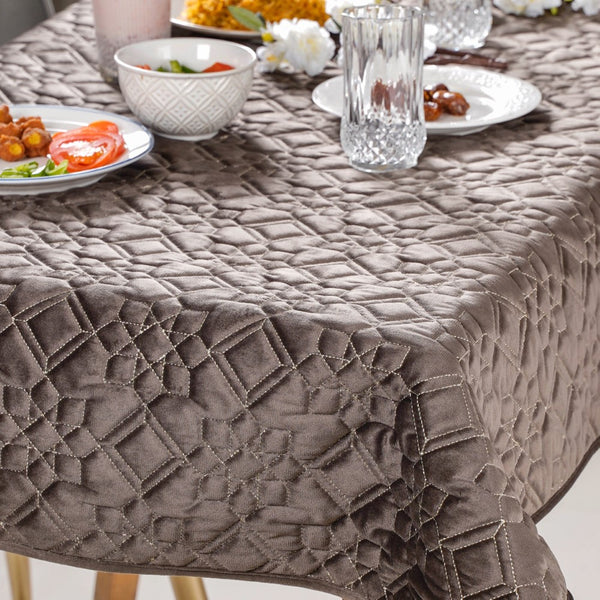 Traditional Velvet Dining Tablecloth Brown 52x40 Inch