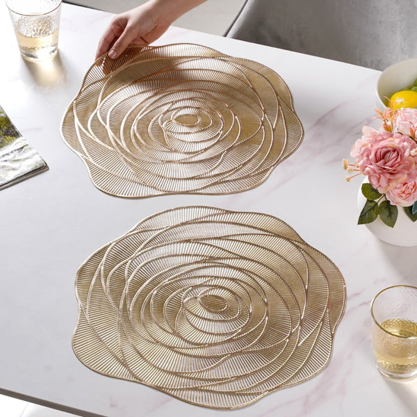 Metallic Rose Placemat Gold Set Of 6 15 Inch