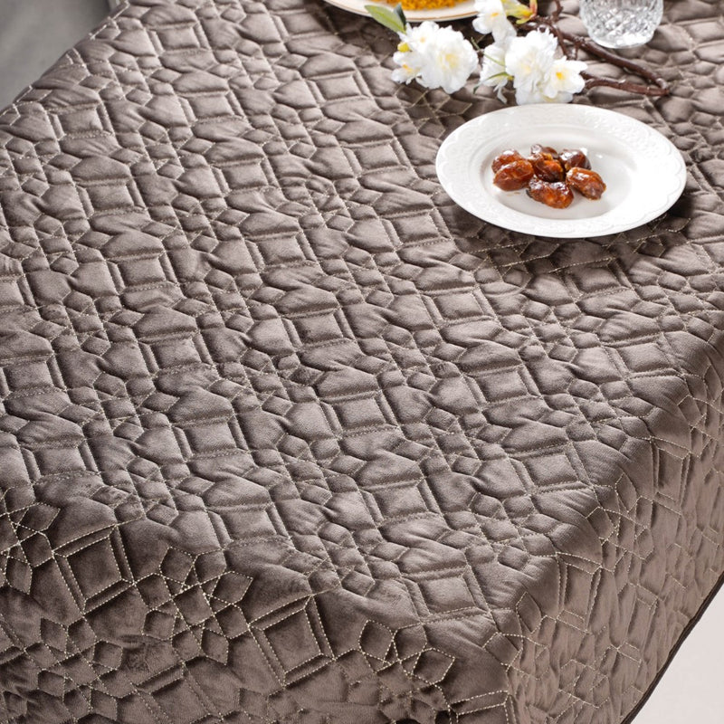 Traditional Velvet Dining Tablecloth Brown 52x40 Inch