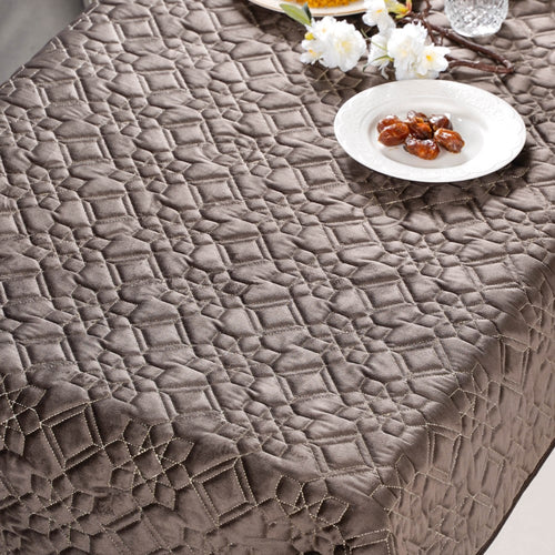 Traditional Velvet Dining Tablecloth Brown 52x40 Inch