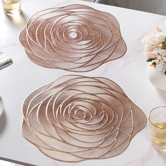 Metallic Rose Placemat Bronze Set Of 6 15 Inch