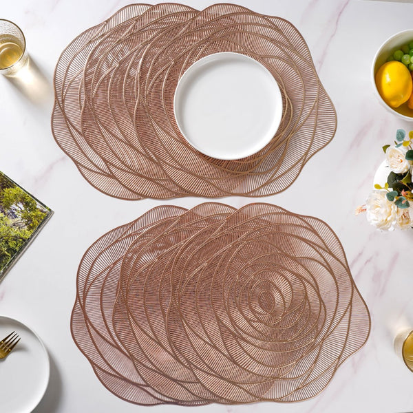 Metallic Rose Placemat Bronze Set Of 6 15 Inch